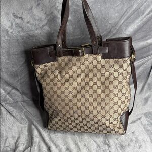 Gucci Tan and Brown Monogram Messenger Bag